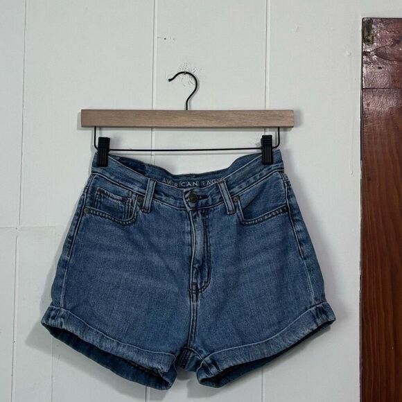 American Eagle Mom Cuffed Jean Shorts Size 0 - Picture 1 of 6